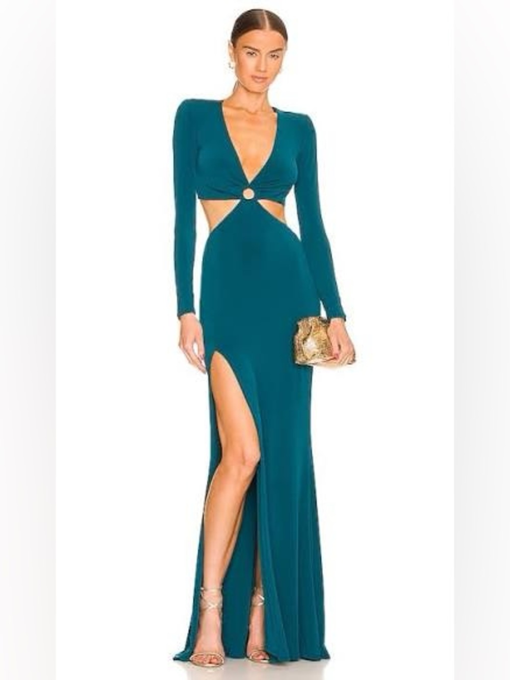 Riley Ring Cut Out Gown in Teal NOOKIE